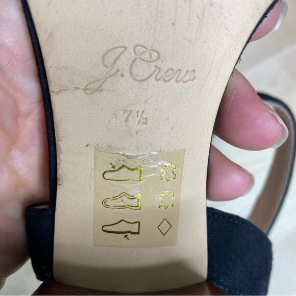 J Crew Penny Buckled Ankle Strap Sandals in Black Suede - Picture 9 of 11